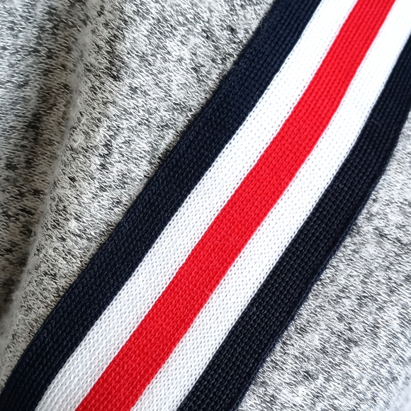 Gaze Women's Soft Grey w Red Blue & White Racer Stripes Long Sleeve Sweater S - Picture 9 of 10